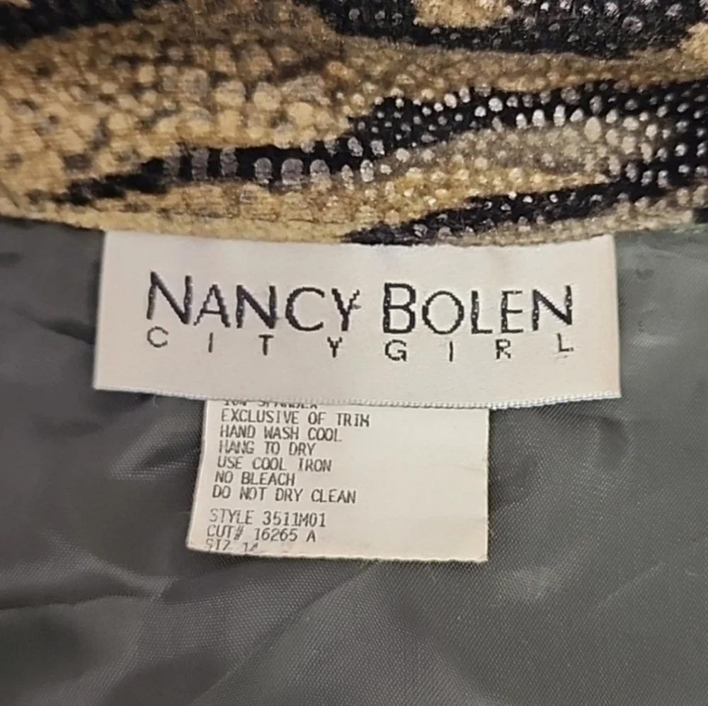 Nancy Bolen Jacket Faux Suede with Animal Print Accents Green Plus Size 14